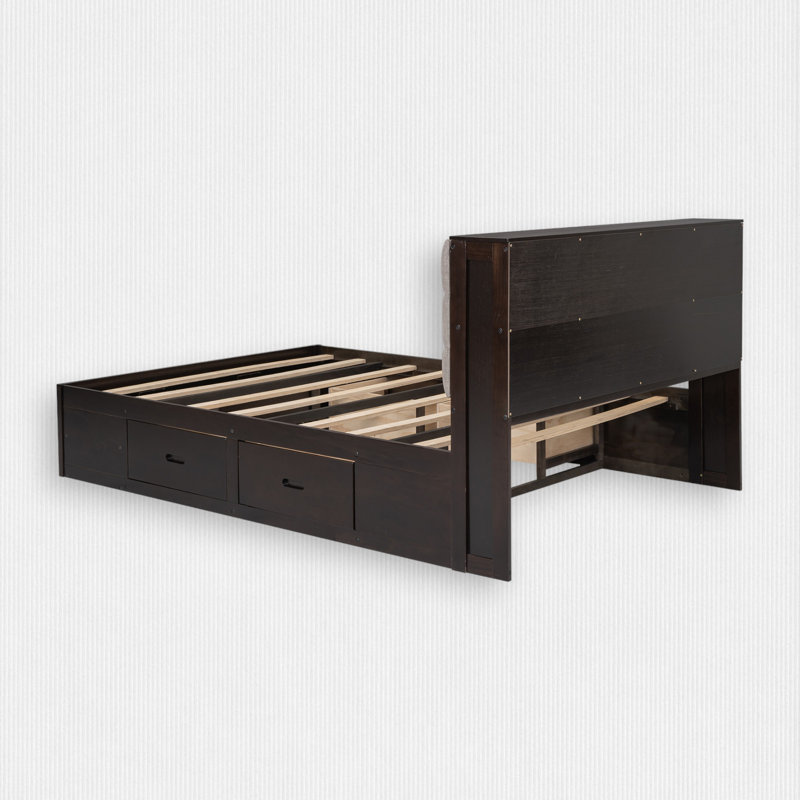 Lit plateforme tapissier Shirae, Espresso