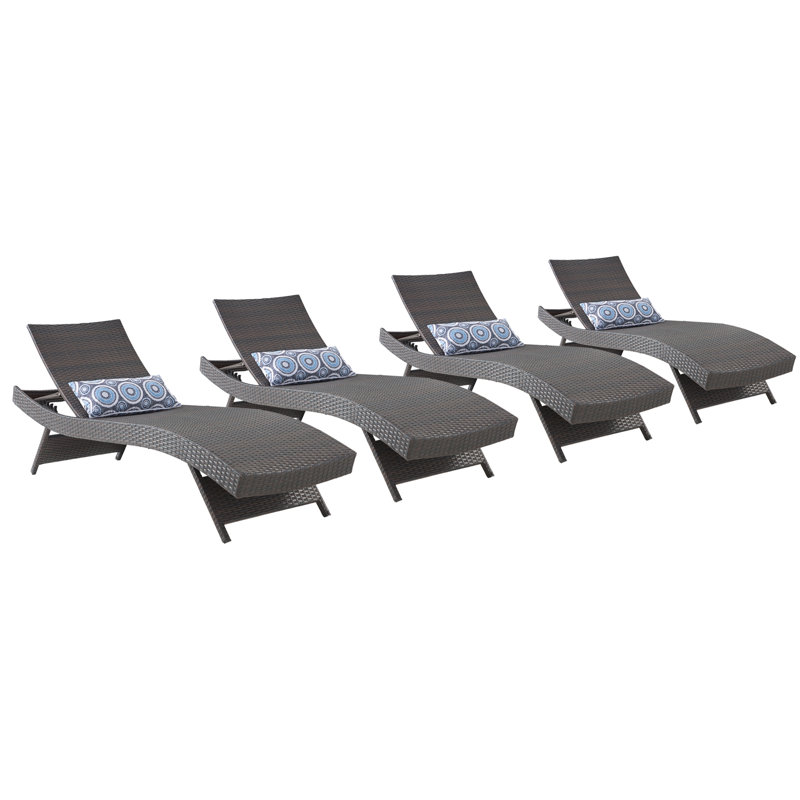 Chaise longue d'extérieur pliable inclinable Salcombe (ensemble de 4), Brun
