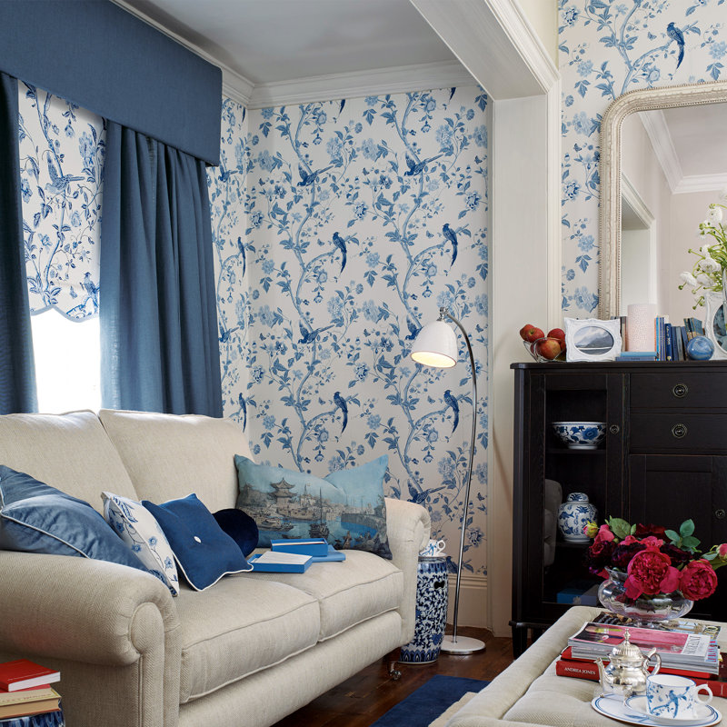 Laura Ashley Summer Palace Wallpaper Roll, Royal Blue
