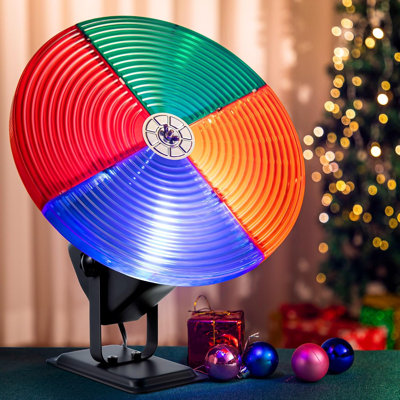 Roue de couleur d'arbre de Noël avec lumière DEL E27, roue de couleur rotative silencieuse pour arbre de Noël rétro argenté, décoration intérieure rétro