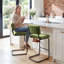 Tabouret de bar / comptoir en velours capitonné à dossier bas Marlow-1515569674-1515569673