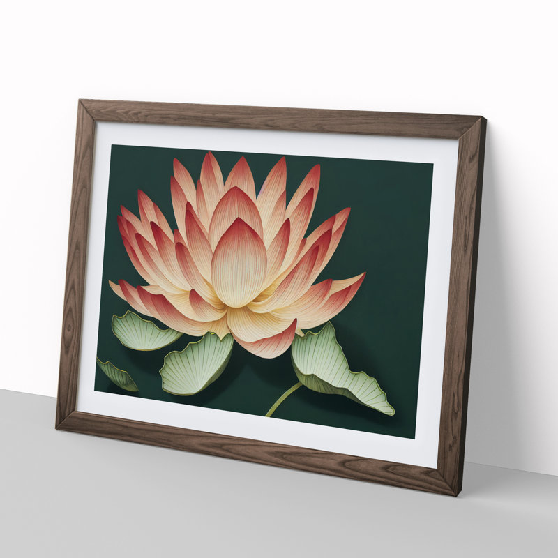 Showstopping Lotus Flower - Framed Print, 46cm H x 64cm W x 2cm D, Walnut