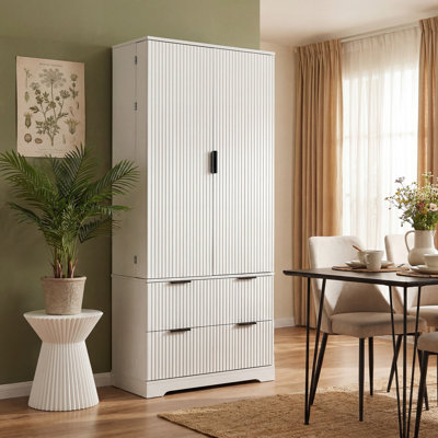 31.49"W x 15.75"D x 71.65"H MDF Pantry Cabinet - White