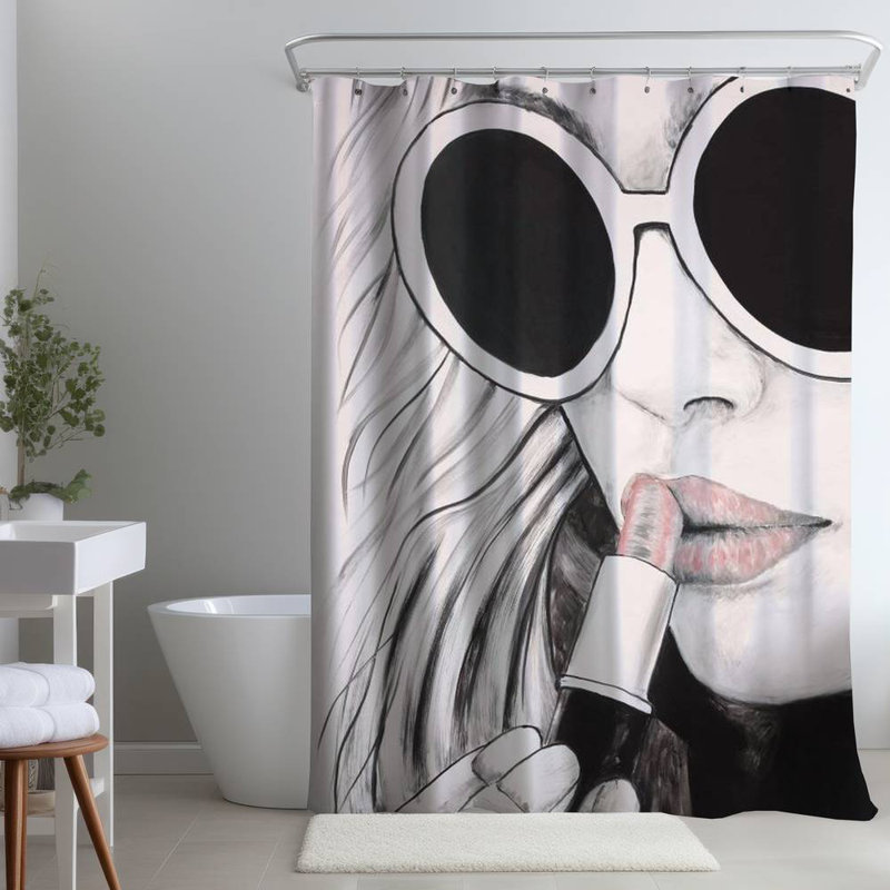 Shower Curtain FI72 – Polyester Shower Curtain, Dye Sublimation Print, 71" W × 74" L, Light Gray
