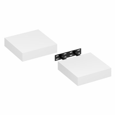 Furinno TANNA Floating Shelves for Wall Set of 2, 9 x 9 Wall Shelf, Wall Mounted Floating Shelf with Invisible Bracket, 2-in Thick Shelf, for Bathroom, Living Room, Bedroom, Home Office, White