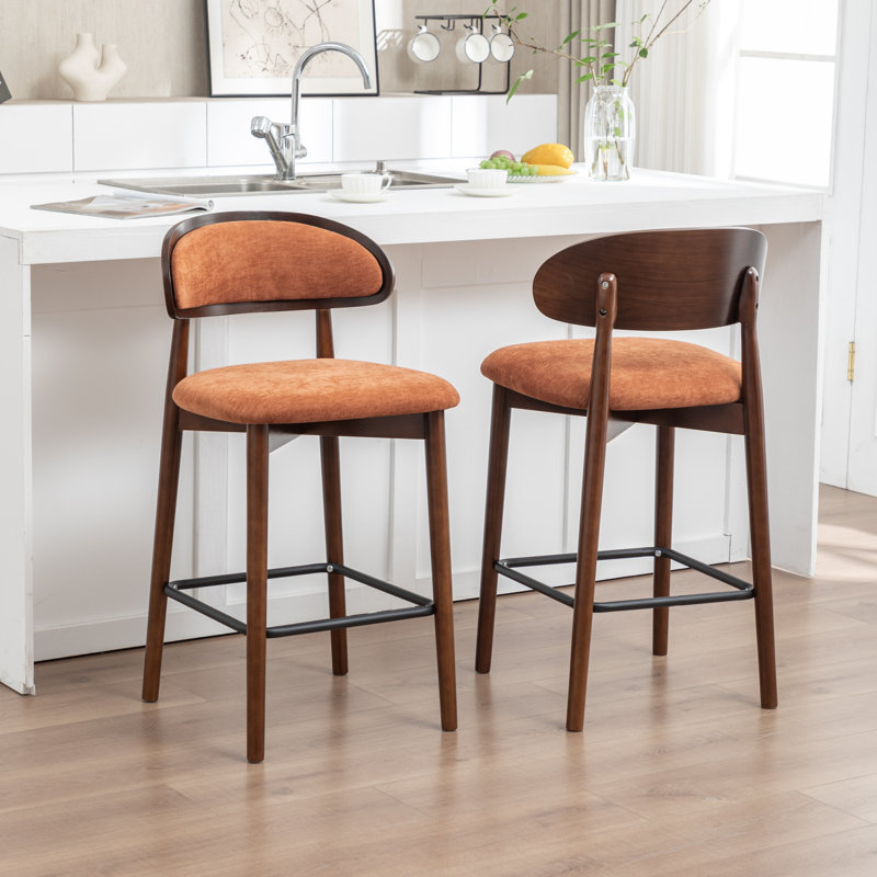 Tabouret de comptoir en bois massif, Orange