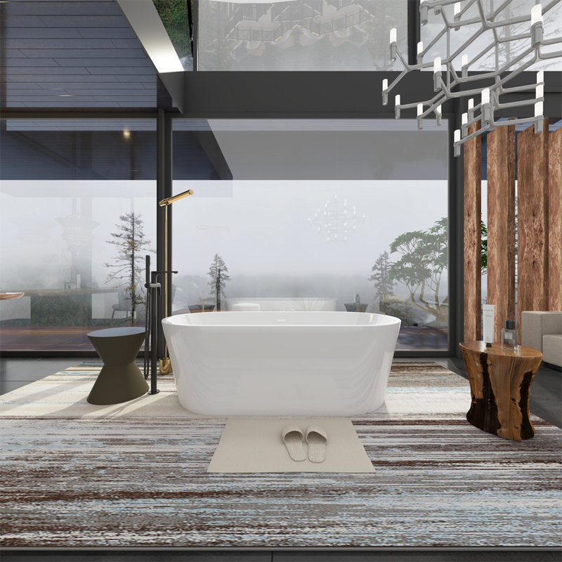 Free Standing Tub 63" x 30 " Deep Soaking Bath Tub  Acrylic Freestanding Bathtub J24