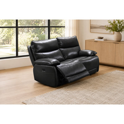Fauteuil inclinable électrique avec rembourrage en mousse à mémoire de forme, cuir pleine fleur véritable, cognac