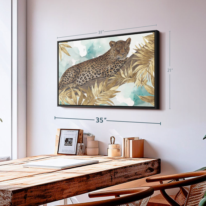«Golden Leopard Wall Art», H 21 po x l 31 po