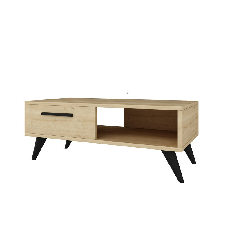 4 Legs Coffee Table, Light Brown/Black, Light Brown