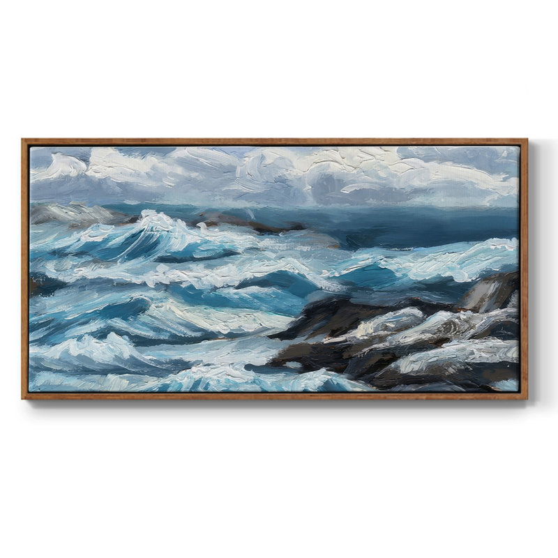 Dark Waves I - Toile tendue avec châssis encadré - Prêt à accrocher, Noyer, H 21 po x l 41 po