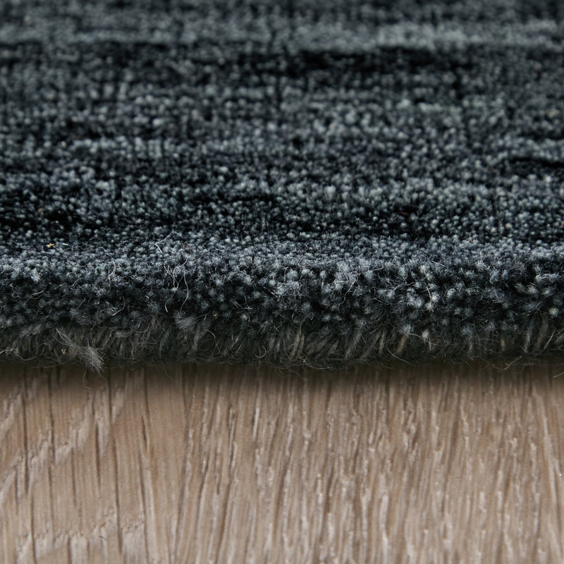 Tapis en laine tissé à la main Kaden, Rectangle de 5 pi x 8 pi, Noir