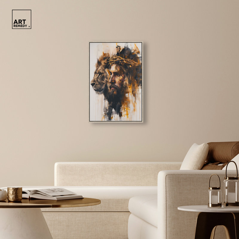 Art mural remède tigre, art mural chrétien, toile encadrée, cadre blond, 24 x 36, 37"H x 25"W, Blonde Frame