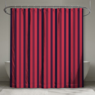 Red Navy Stripes Shower Curtains Extra Long