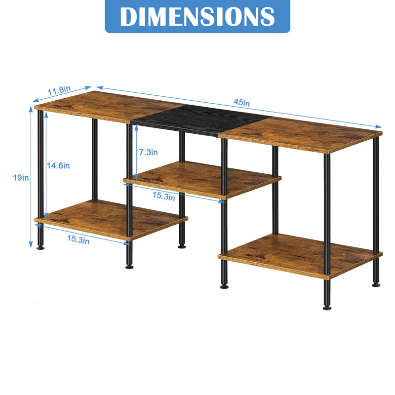 Meuble télé de style industriel: bois brûlé et métal noir