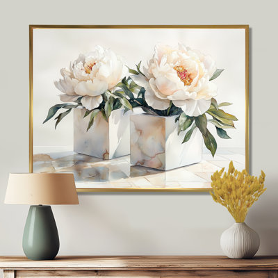 Minimal pivoines dans des cubes blancs II - pivoines, art mural