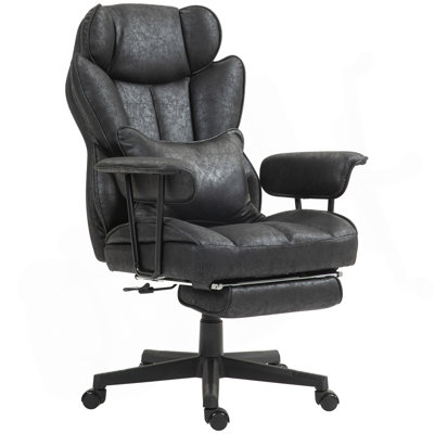 Executive Office Chair, 400LBS Big And Tall Office Chair With Foot Rest, Microfiber Computer Desk Chair With Lumbar Support, Reclining Function And Wide Seat