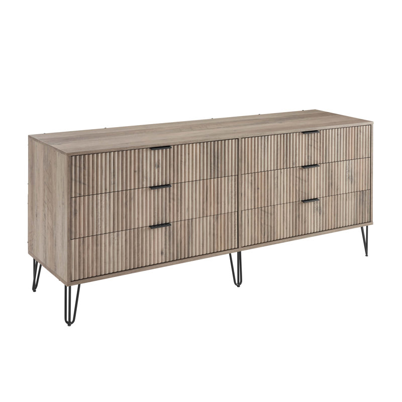 Commode double 70 po à 6 tiroirs Dumbo, Gris