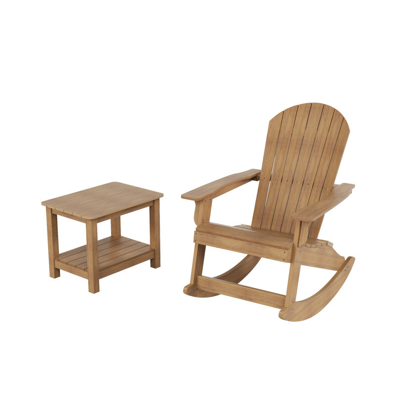 Chaise berçante d'extérieur avec table Arrir, Teck