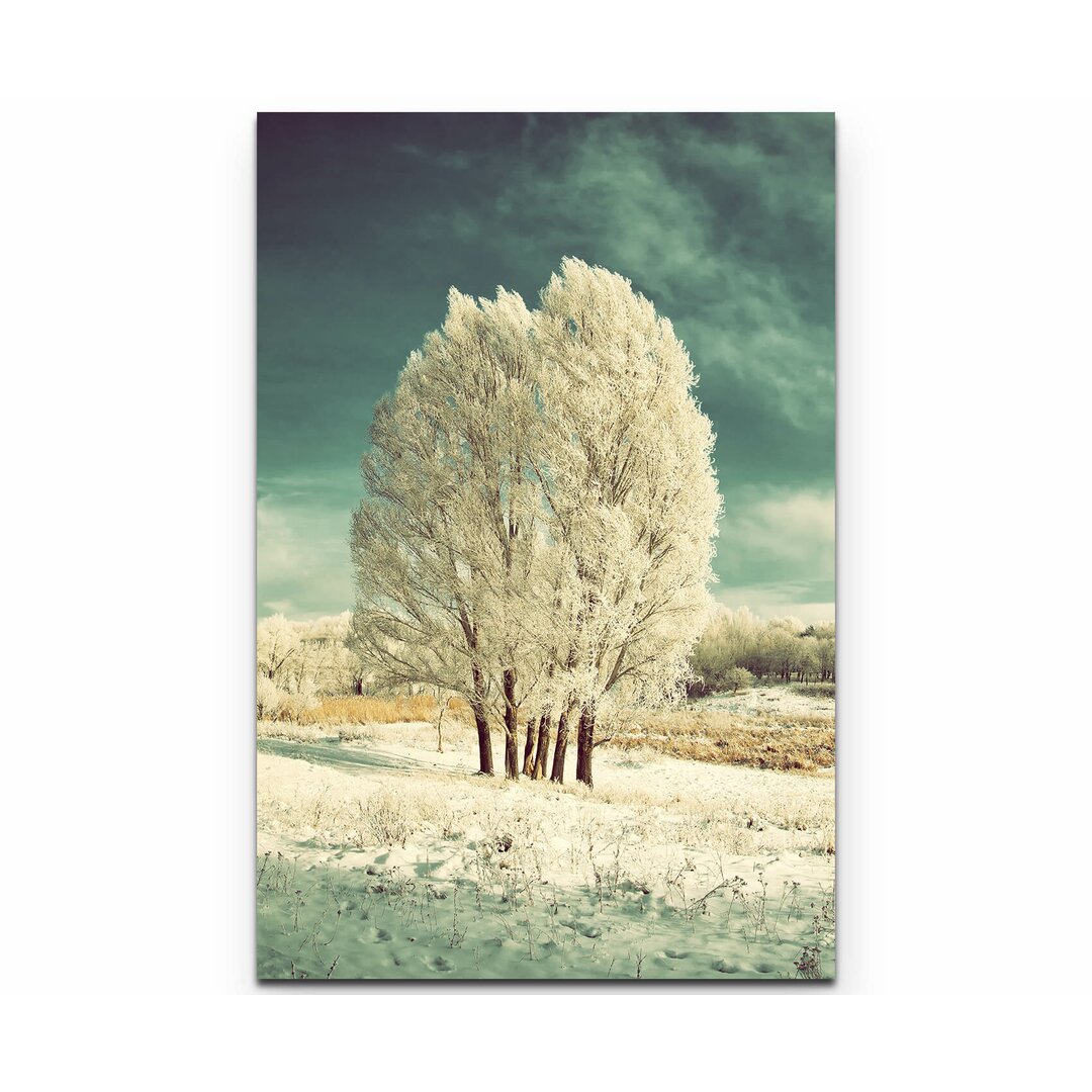 Leinwandbild Eisige Winterlandschaft mit Baum