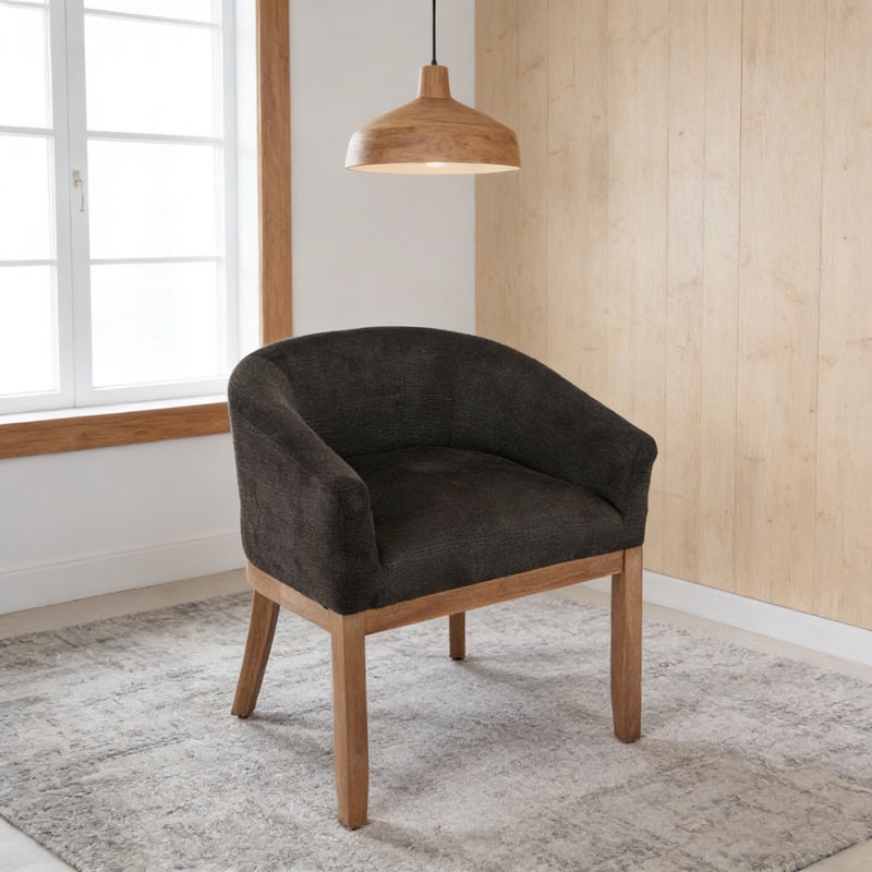 Modern Upholstered Barrel Dining Chairs, Black