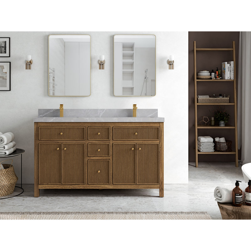 60'' Double Bathroom Vanity with Quartz Top