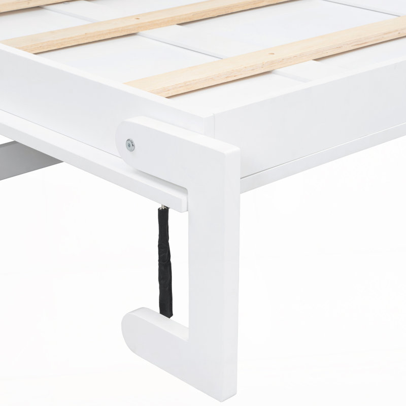 Lit escamotable avec station de charge et tiroir, Blanc