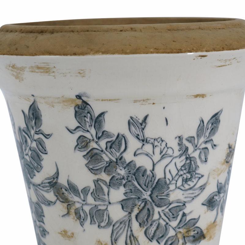 Ceramic Flower Planter, 6.7" H x 7.1" W x 7.1" D