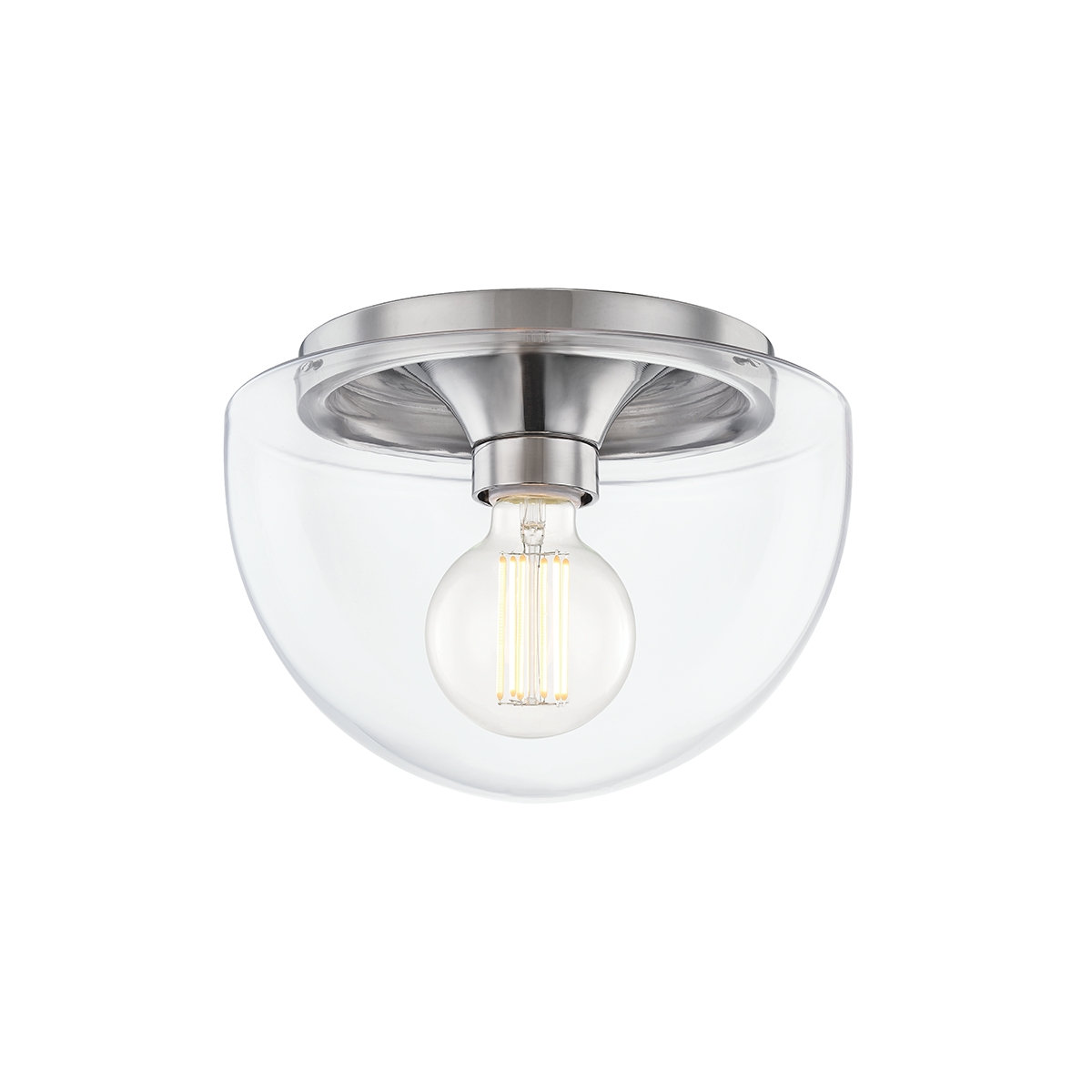 Alexi Single Light Glass Flush Mount, Polished Nickel, 7" H x 10" W x 10" D
