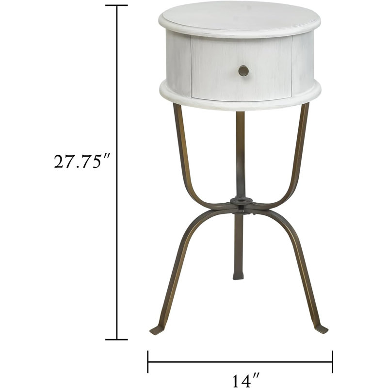 Table de bout ronde, table de chevet moderne - 1 ensemble blanc