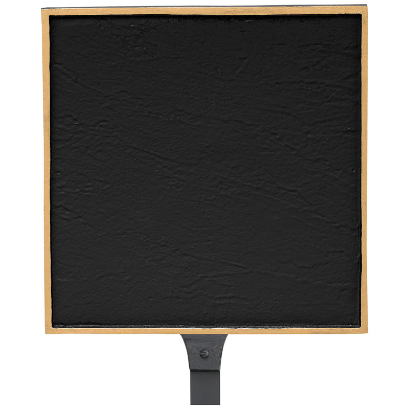 Classic Square Petite Address Sign Plaque with Lawn Stake, Black/Gold, Yes