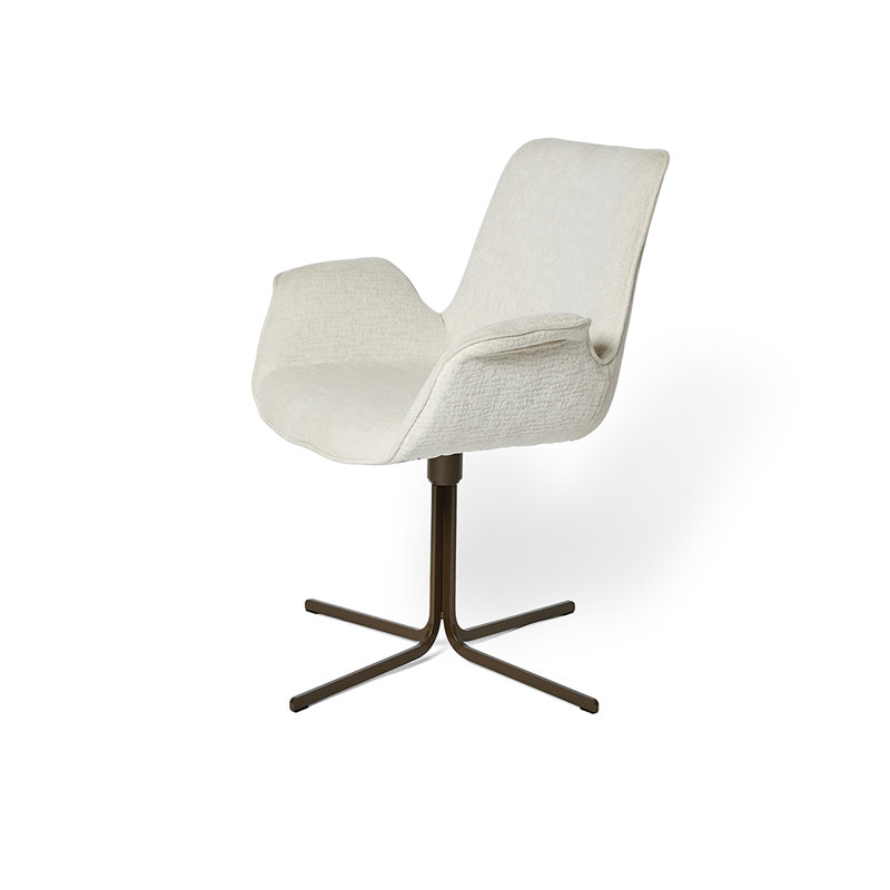 48cm H Boucle Upholstered Metal Armchair, Copper, White