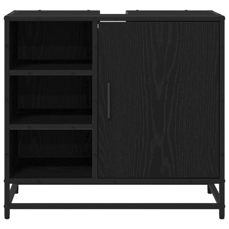60 cm Single Bathroom Vanity Base Only, Black Oak