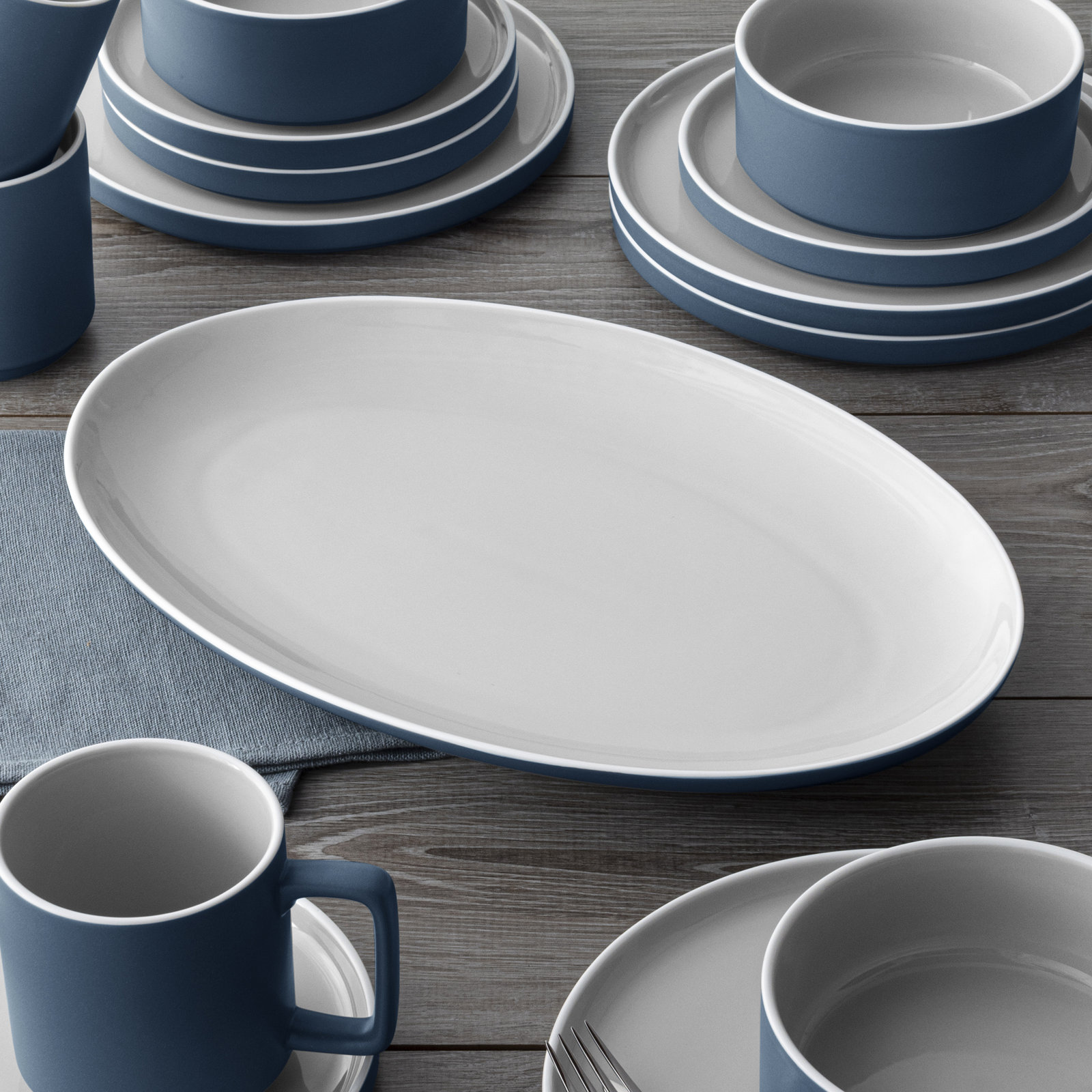 ColorTrio Porcelain Platter, Blue
