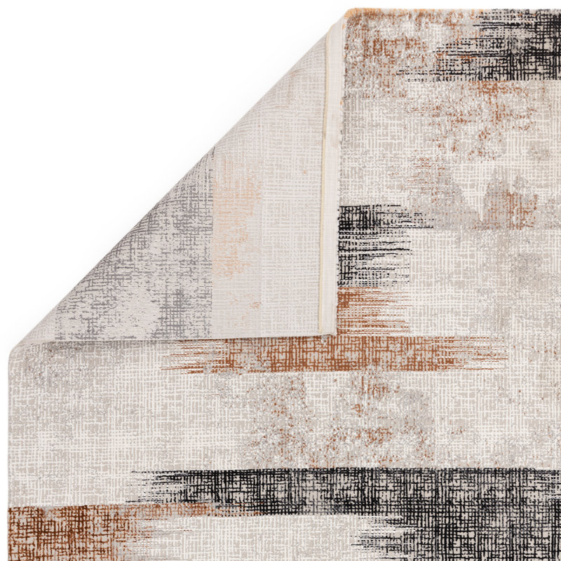 Abrienne Soft Lines Orange/Grey/Black Rug, Rectangle 160 x 230cm