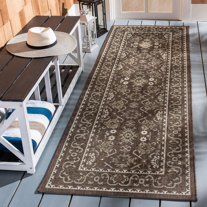 Tapis oriental d'intérieur / extérieur Cherene Performance, Tapis de couloir 2 pi 7 po x 8 pi 2 po