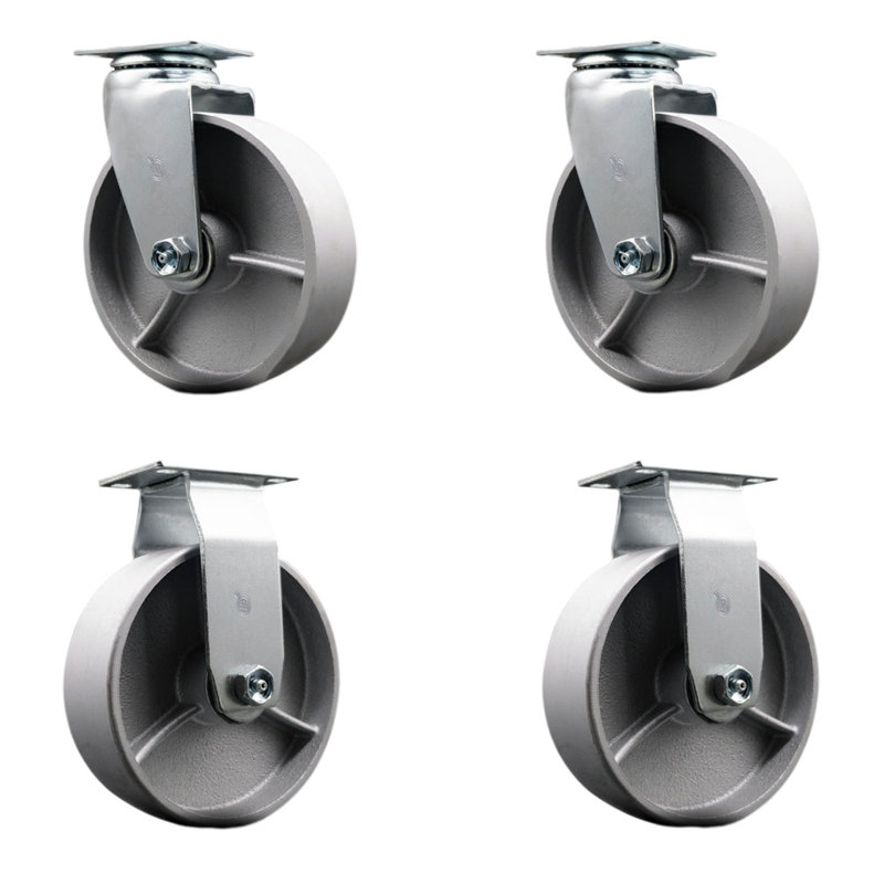 Ensemble de roulettes 4 pièces en fonte semi-acier 4 pièces avec 2 pivots et 2 rigides