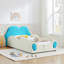 Lit pour chambre à coucher, lit avec garde-corps, poche de rangement-64854749