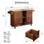 Chariot d'îlot de cuisine portatif en bois de 54 pouces avec 3 tiroirs, table de bout, support à épices et serviette pour petit comptoir, compact