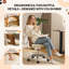 Chaise de bureau en bois en forme d'anneau avec pieds et roues-1235453044