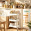 3 Tier Metal Rolling Storage Trolley with Mesh Shelves and Handle, Slim Utility Cart with Lockable Wheels for Kitchen Bathroom Laundry Office and Craft Storage, White