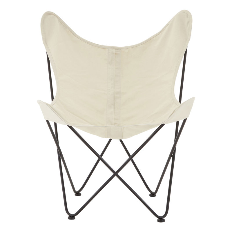 Papillon Metal Outdoor Armless Lounge Chair, Ivory