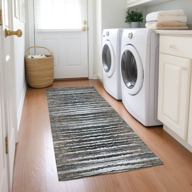 Alfonzo Washable Striped Indoor / Outdoor Rug, Runner 2'3" x 7'6"