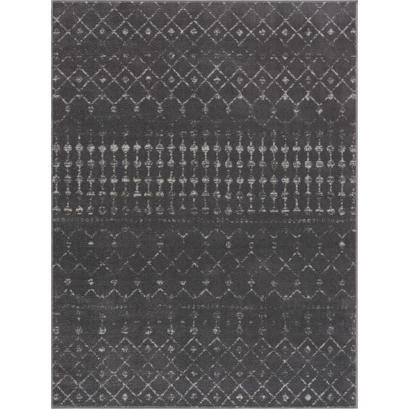 Dounia Southwestern Indoor Rug, Rectangle 9' x 12', Dark Gray