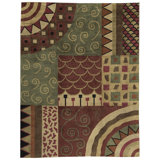 Himalayan Wool Patchwork Area Rug in Red