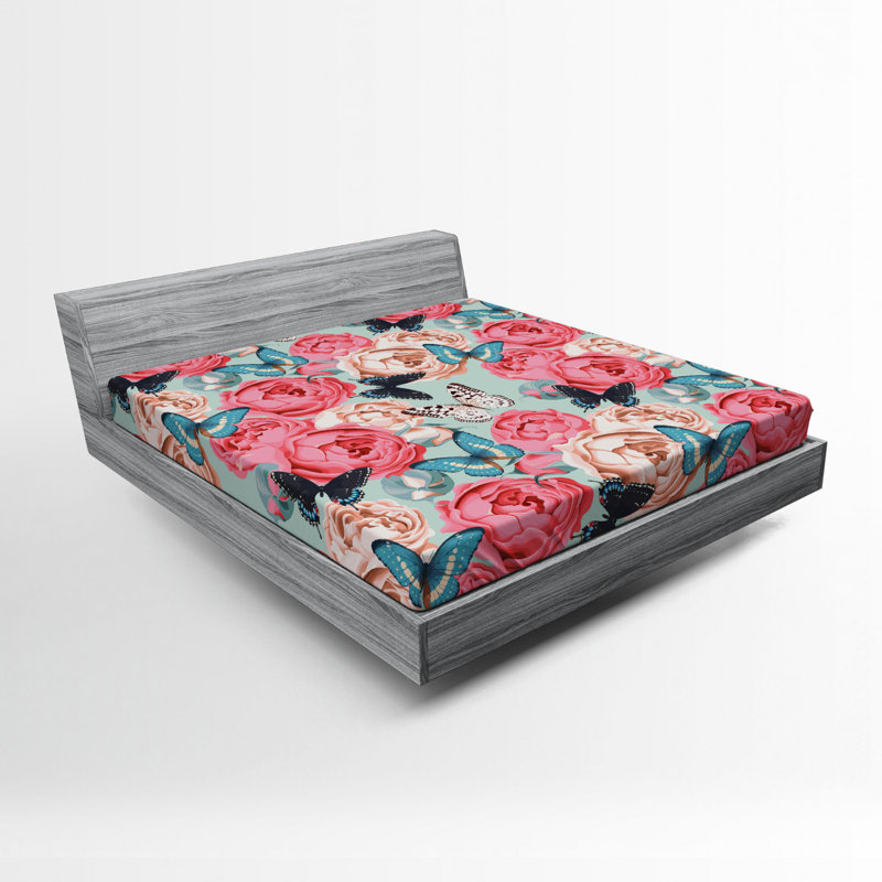 Microfiber Floral Fitted Sheet, Full Fitted Sheet