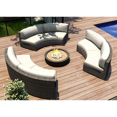 Suffern Premium All-Weather Wicker 6 - Person Modular Patio Conversation Sets with Cushions