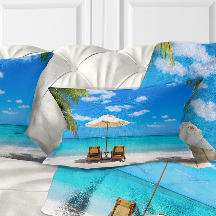 Coussin Turquoise Beach with Chairs - Beaches