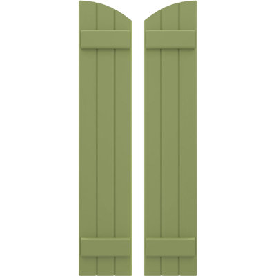 Americraft 2 Batten Exterior Real Wood Joined Board-N-Batten Shutters W/ Elliptical Top (Per Pair)
