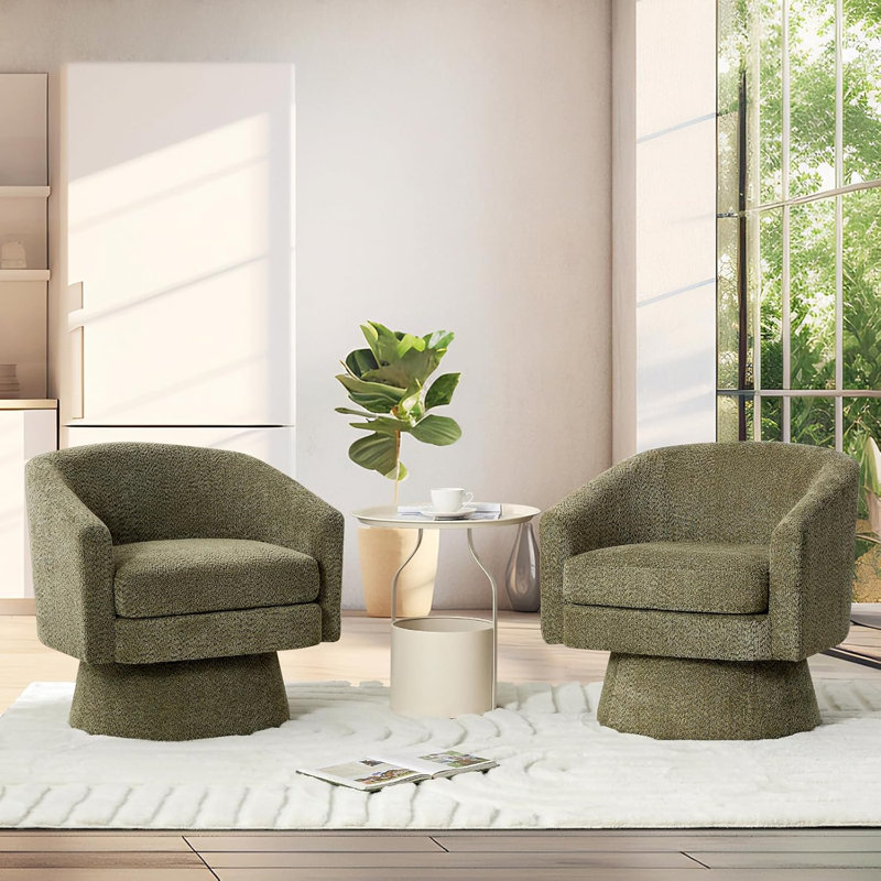 Fauteuil d'appoint pivotant à 360 ° avec accoudoirs, tissu chenille confortable, Vert